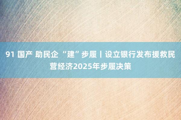 91 国产 助民企 “建”步履丨设立银行发布援救民营经济2025年步履决策